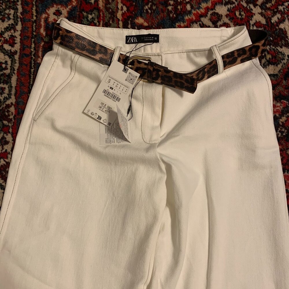 ANIMAL PRINT BELTED WIDE PANTS Zara Size S
